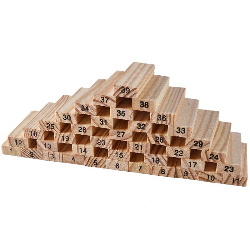 Rút gỗ domino gỗ cho bé học số 54 thanh to cỡ đại(kèm 4 xúc xắc) ETOYS