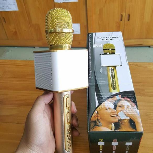 Micro Karaoke Bluetooth SD-08, Micro Không Dây Kèm Loa Nhỏ Gọn, Âm Thanh Siêu Chuẩn Tiện Dụng