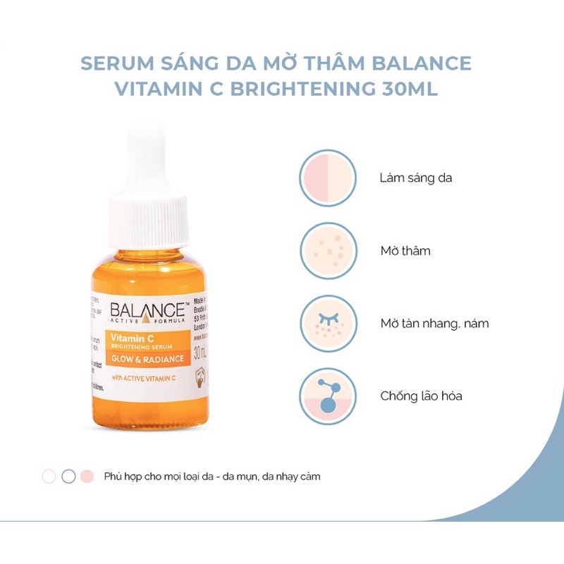 Serum Trắng Da, Mờ Thâm Balance Active Formula Vitamin C Brightening 30ml