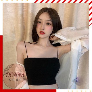 Áo hai dây, Áo thun gân ôm dáng chất đẹp hai màu trắng đen hot nhất hiện nay