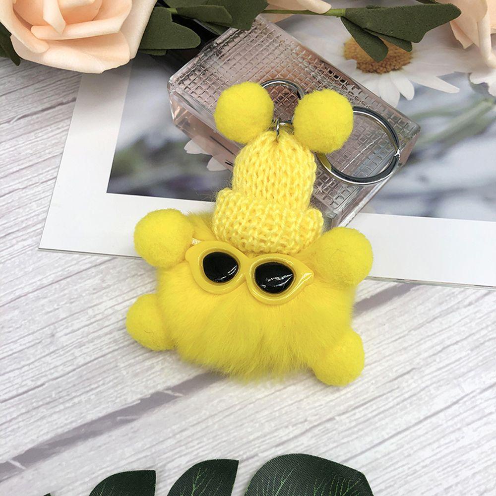 LANFY Móc Khóa Hình Búp Bê Thỏ Đeo Kính Mát Phối Lông Dễ Thương