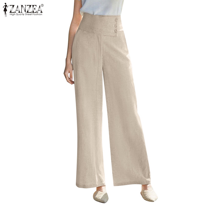 Quần dài Zanzea ống rộng khóa kéo trước thời trang