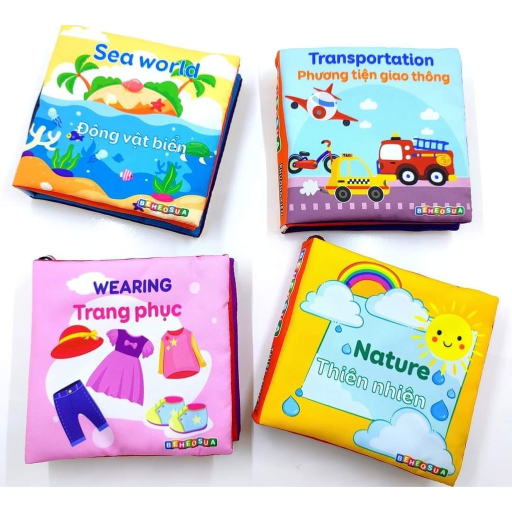 Sách vải song ngữ thế giới xung quanh kích thích thị giác sớm cho bé phát triển trí tuệ
