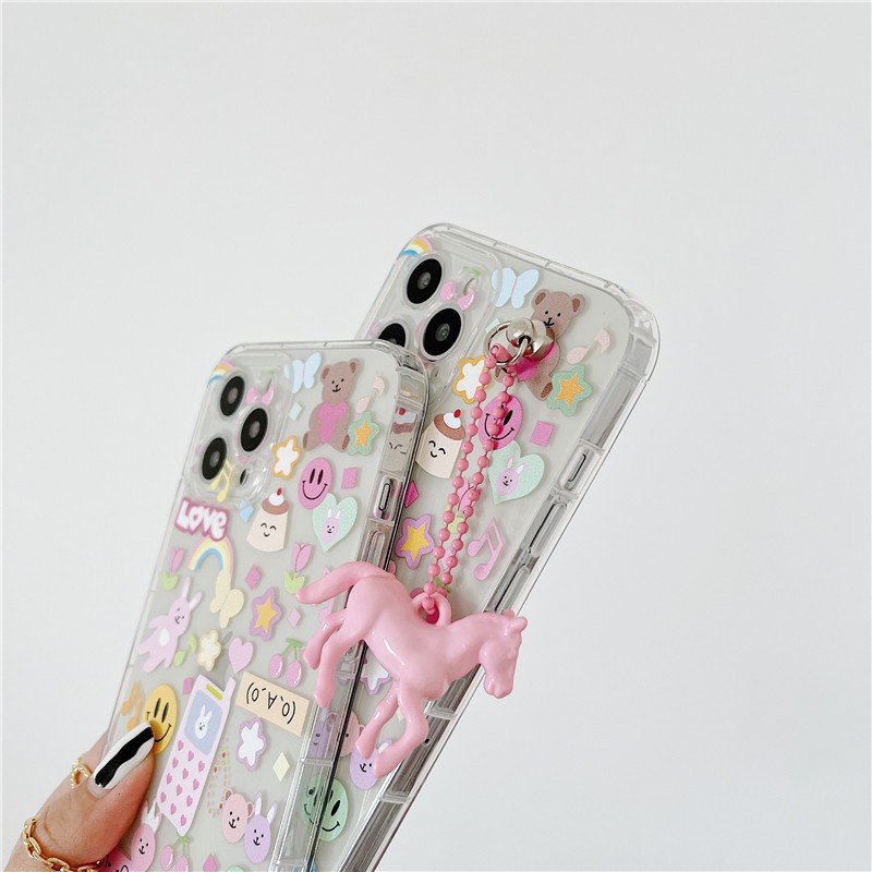 Ốp điện thoại TPU họa tiết nữ tính có dây xỏ cổ tay cho iPhone 11 Pro Max / 12 / X / 7+ / 8 / 6 / 11 | BigBuy360 - bigbuy360.vn
