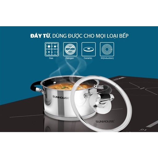 Bộ nồi INOX 5 ĐÁY Sunhouse (16cm, 20cm, 24cm) SH891 + MUA 3 BỘ TẶNG ĐỒNG HỒ TREO TƯỜNG THỜI TRANG