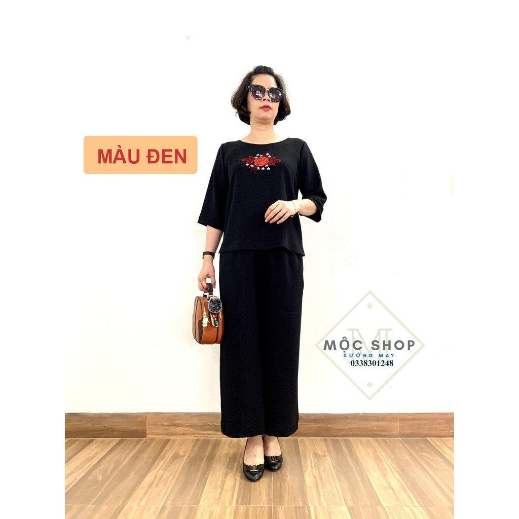 [Mã 44FASHIONSALE357 giảm 10K đơn 50K] Bộ đũi trung niên cho bà cho mẹ - Tay lỡ quần dài