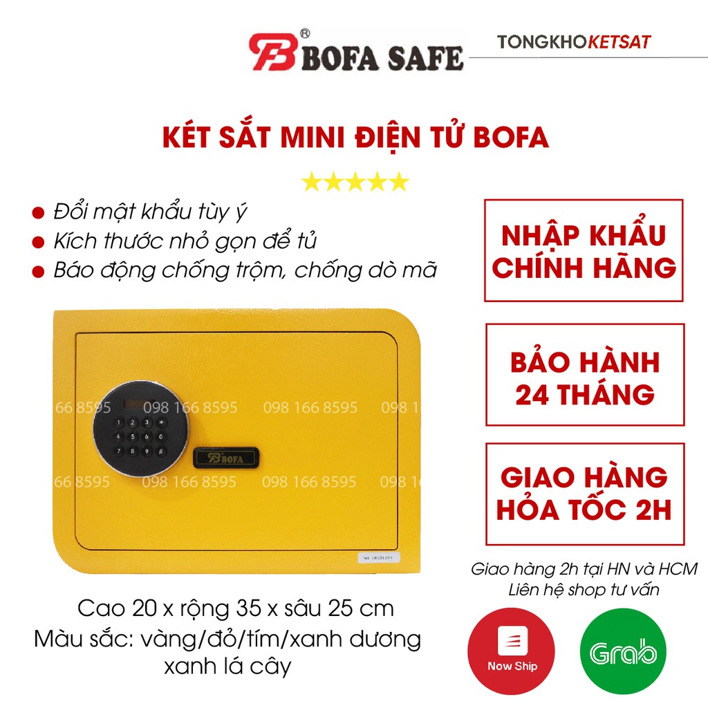 Két sắt nhập khẩu Bofa mini 🛵GIAO NHANH🛵 cỡ nhỏ khóa điện tử để trên bàn, để trong tủ loại 10kg hàng chính hãng