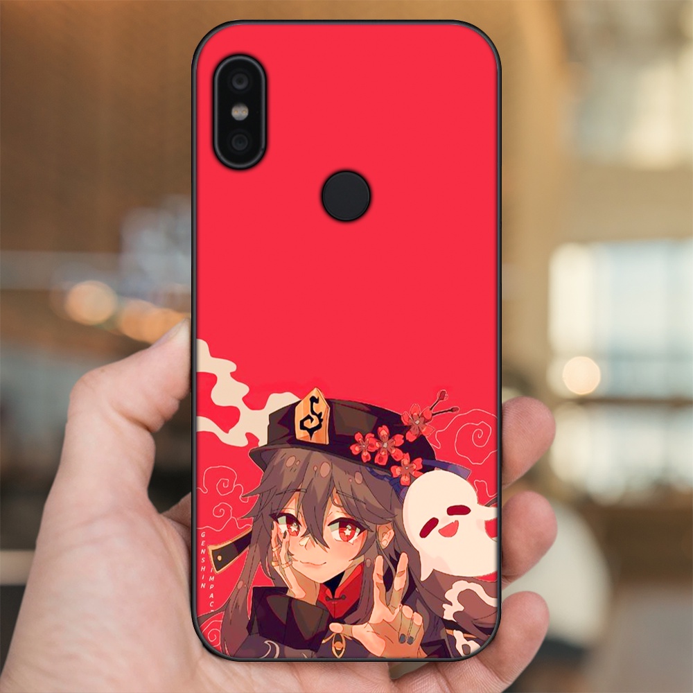 Ốp lưng Xiaomi Redmi Note 6 Pro viền đen in hình Hutao Genshin Impact