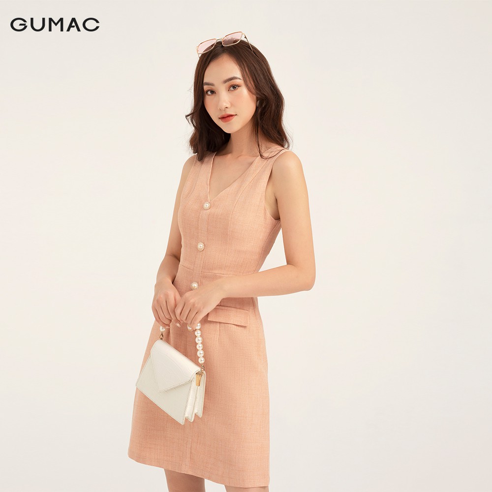 [Mã WABRGULUV giảm tới 100K đơn 249K] Đầm ôm nữ GUMAC sát nách nắp túi sexy màu hồng, đủ size DB126 | BigBuy360 - bigbuy360.vn