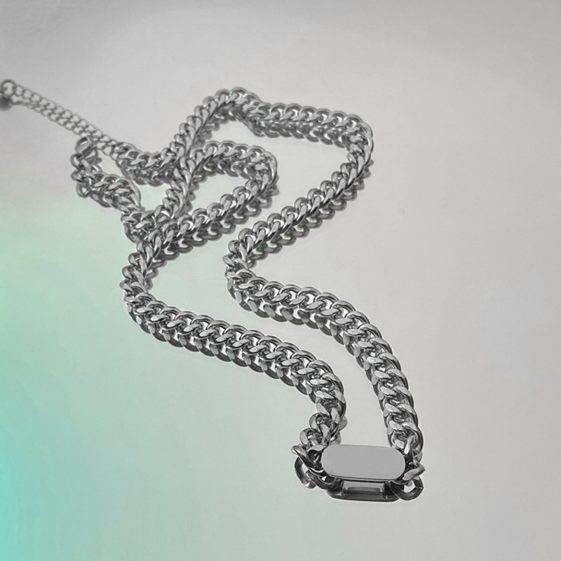 Dây chuyền chuỗi xích mặt vuông phong cách thời trang hip hop 19A1001