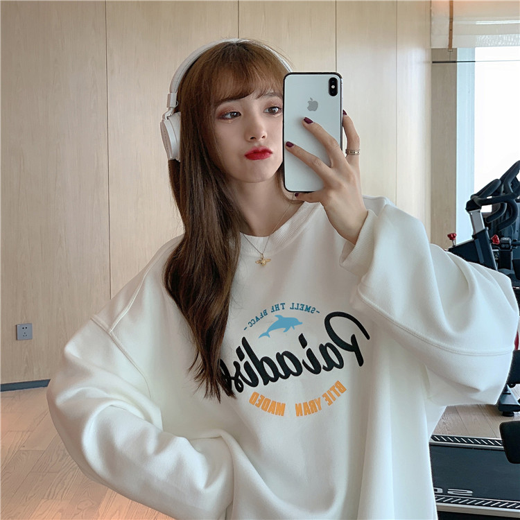 NRVP Áo Sweater Dáng Rộng Họa Tiết Chữ In Thời Trang Mới Cho Nữ