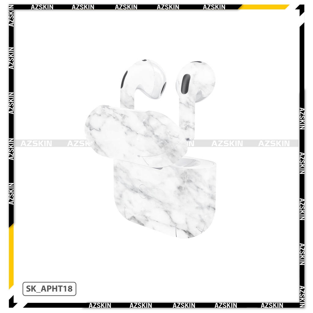Miếng Dán Skin Airpods 1/2/3/Pro Hình Vân Đá White |SK_APHT18| Chất Liệu Nhập Khẩu, Chống Nước, Bền Màu, Khuôn Cắt Sẵn