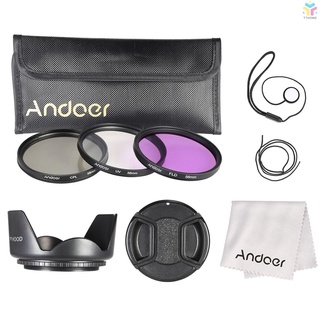 Bộ Lọc Ống Kính Andoer 58mm (Uv + Cpl + Fld) + Túi Đựng + Nắp Đậy + Nắp Đậy Ống Kính + Hộp Đựng Ống Kính + Khăn Lau Bằng Vải Lau