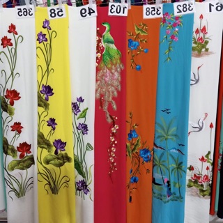 VẢI ÁO DÀI THÊU MÁY TRÊN NỀN VẢI CHIFFON (Hình thật tự chụp 100%)