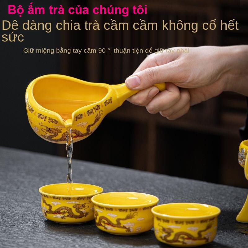 đồ ănLazy Kung Fu Tea Set Trang chủ Văn phòng nhỏ Cuộc họp kiểu Trung Quốc Cối xay đá tự động Bộ ấm trà Gốm sứ