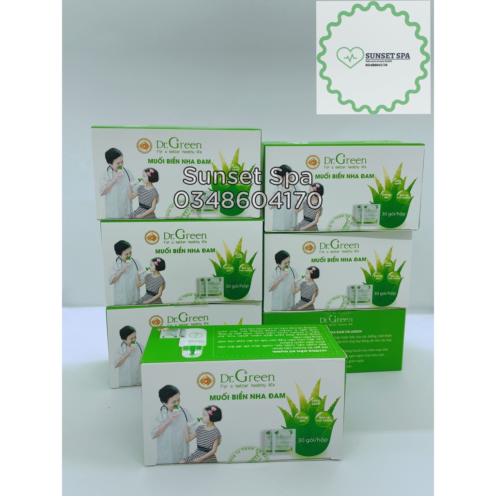 Muối Biển Nha Đam Dr.Green  Rửa mũi cho bé và người lớn - Hiệu quả với viêm mũi dị ứng, viêm mũi xoang