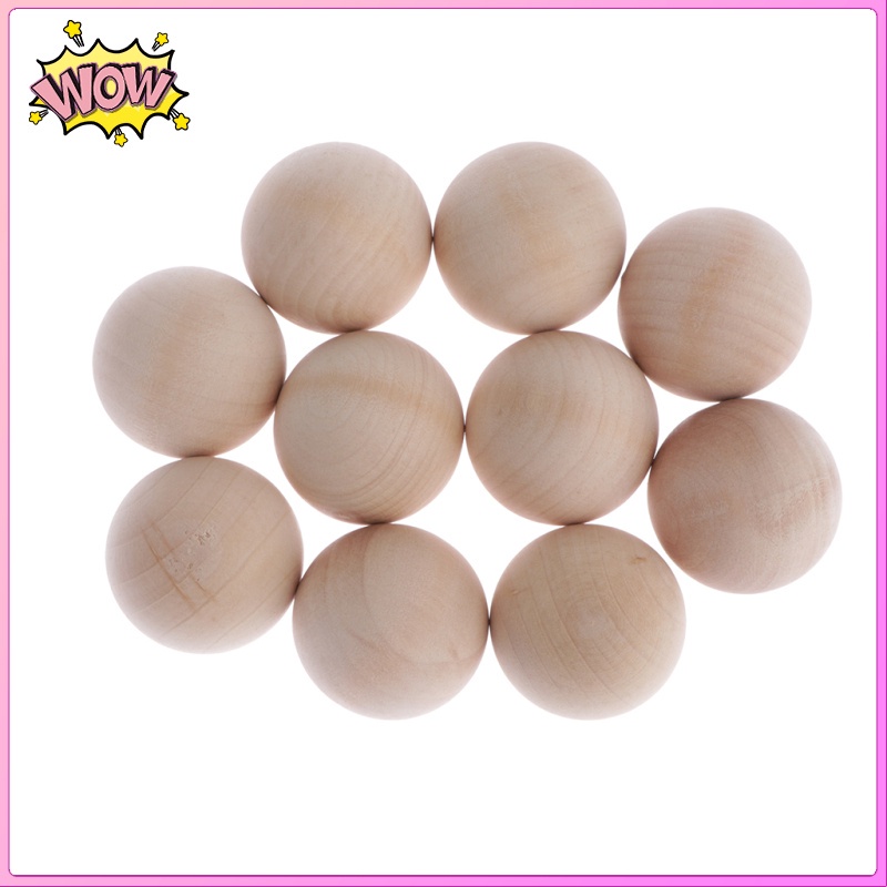Set 10 Bóng Gỗ Tròn Tự Nhiên Không Lỗ 40mm Làm Đồ Thủ Công