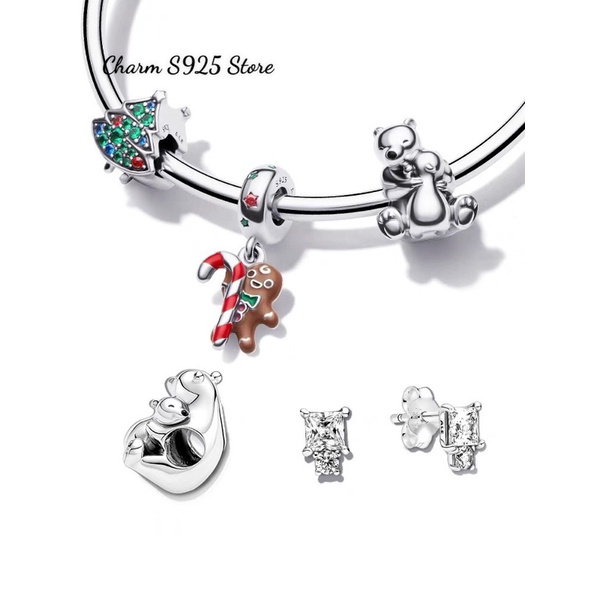 CHARM PAN ALE GẤU BẮC CỰC ÔM CON BẠC S925 HÀNG CAO CẤP