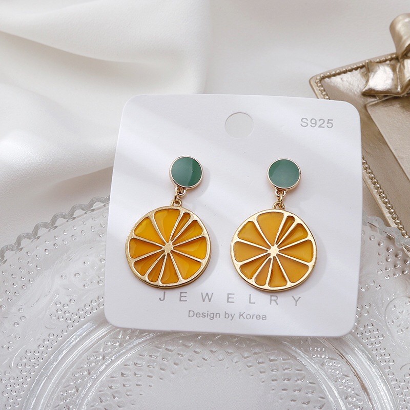 Bông tai hoạ tiết quả cam