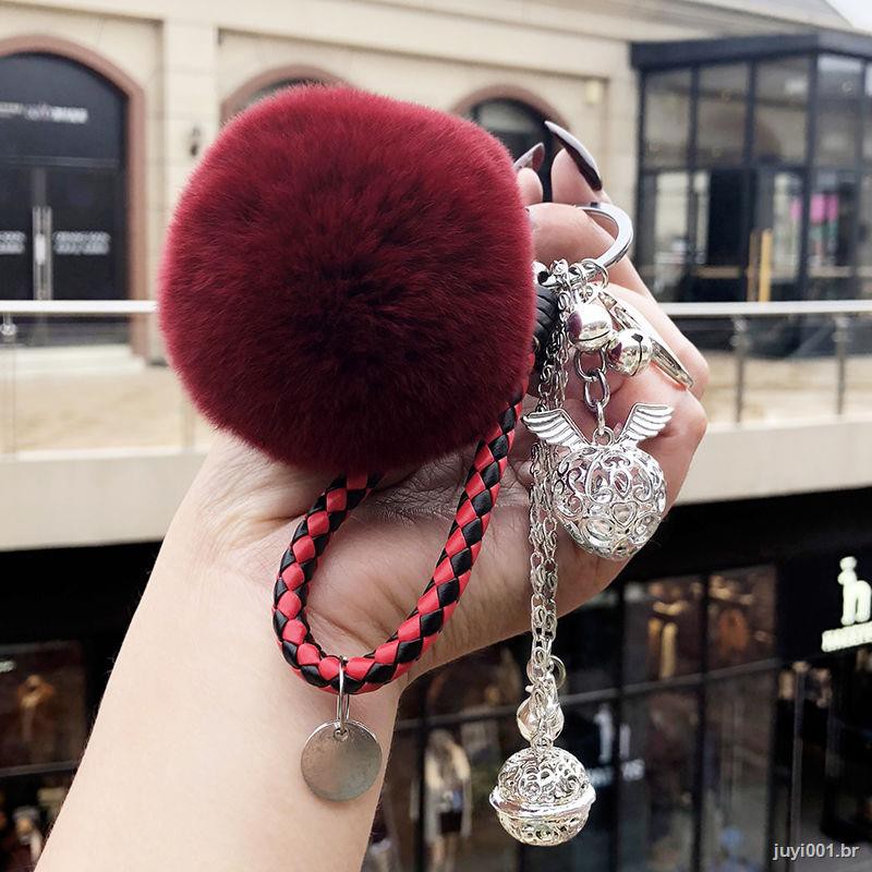 Móc Khóa Quả Cầu Lông Xù Xinh Xắn Dành Cho Nữ