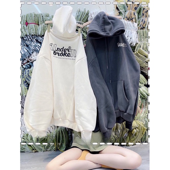 Áo hoodie khoác form rộng nam nữ underbroken màu xanh trắng đen chất nỉ Ulzzang Unisex mã AH001