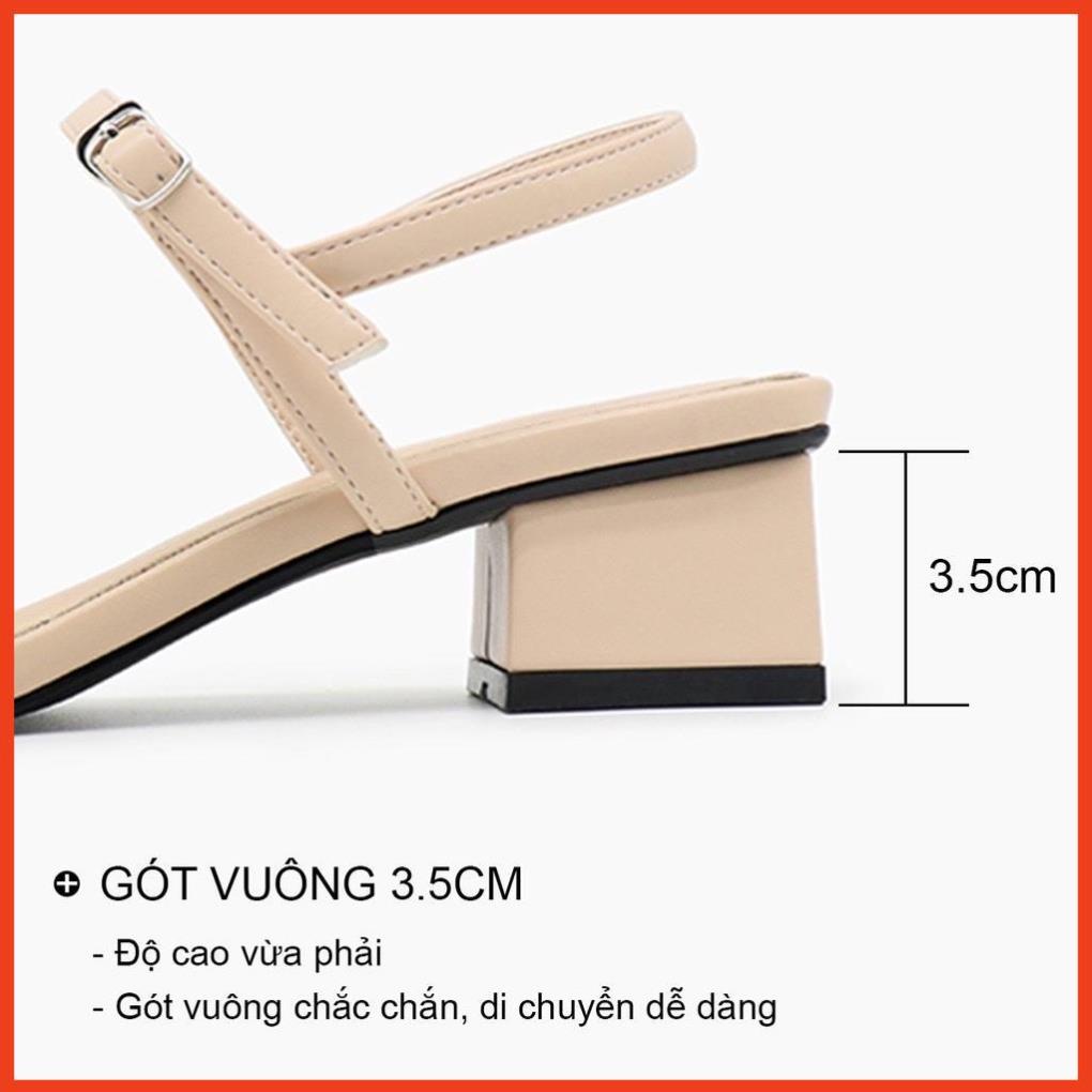 Giày sandal cao gót  3p quai mảnh đế vuông chuẩn size 35 - 39