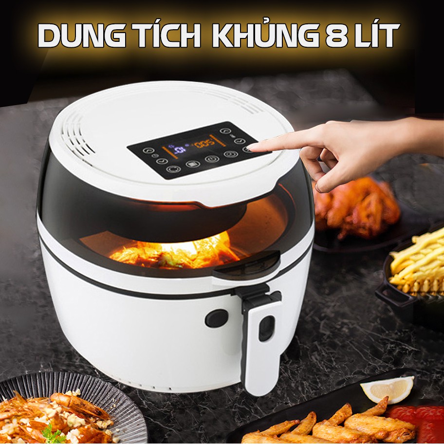 [10.5L] Nồi Chiên Không Dầu Nine Shield 10.5L, 12L - Chứa 2 con gà - Thế hệ mới 2022 - Nồi chiên k dầu - Lỗi 1 đổi 1