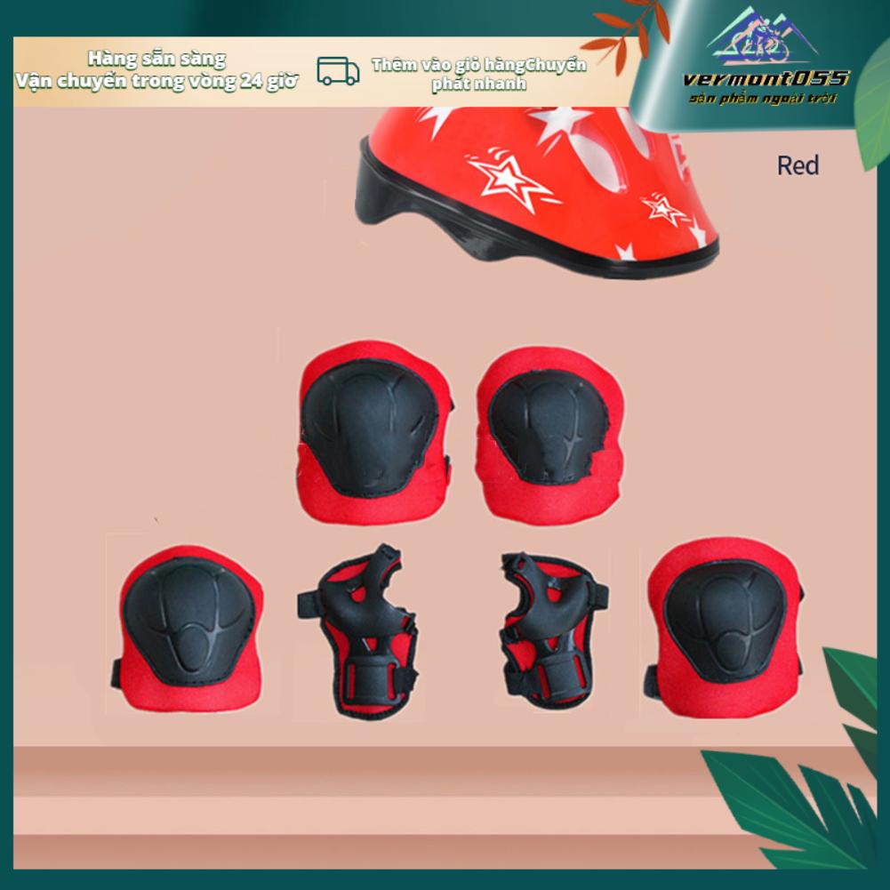 Vermont055 7 cái Bộ bảo vệ ván trượt cho trẻ em hiểm PVC Mũ đầu gối khuỷu tay Tấm đệm cổ Trượt băng Đạp xe
