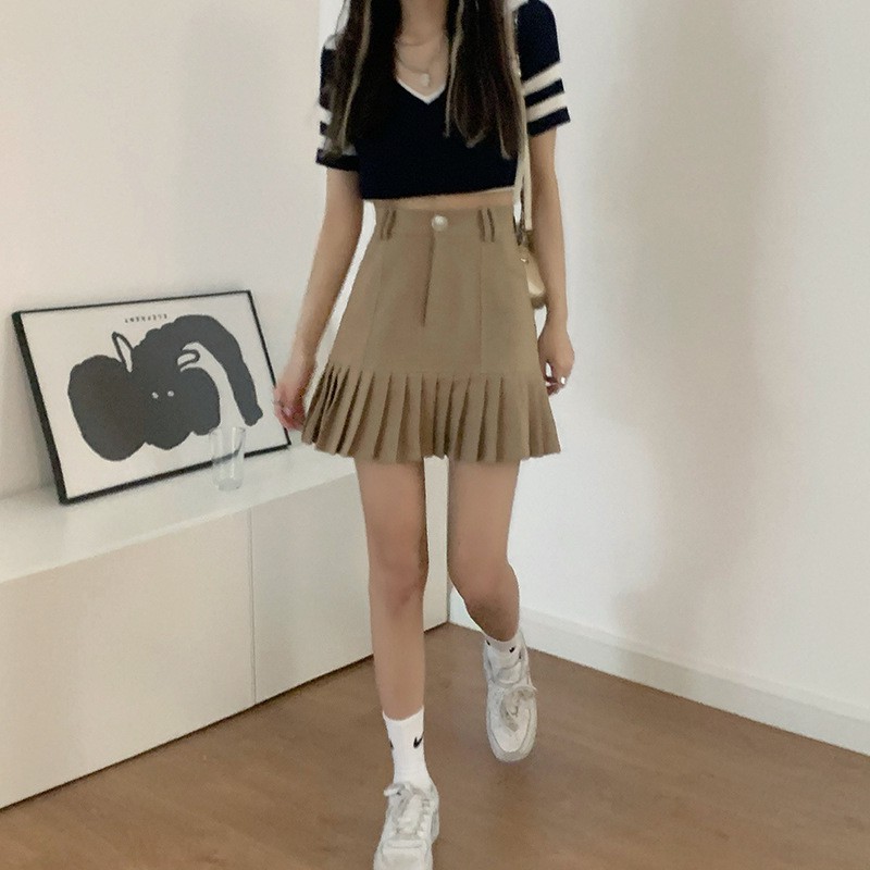 Chân Váy Chữ A Lưng Cao Phong Cách Hàn Quốc Cho Nữ