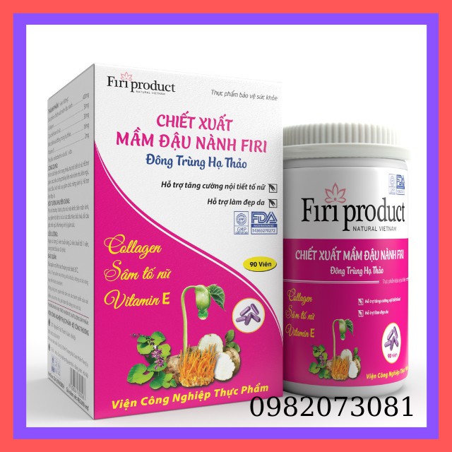 [Freeship ,Tăng Nội Tiết Tố, Đẹp Da 100%] Tinh chất mầm đậu nành FIRI Chứa collagen Sâm Tố Nữ Vitamin E ,Chính Hãng