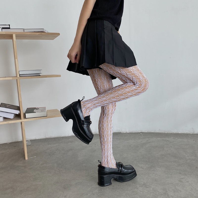 Xiangbao Quần Tất Lưới Ren Rỗng Họa Tiết Phong Cách Gothic Punk Harajuku Cho Nữ S
