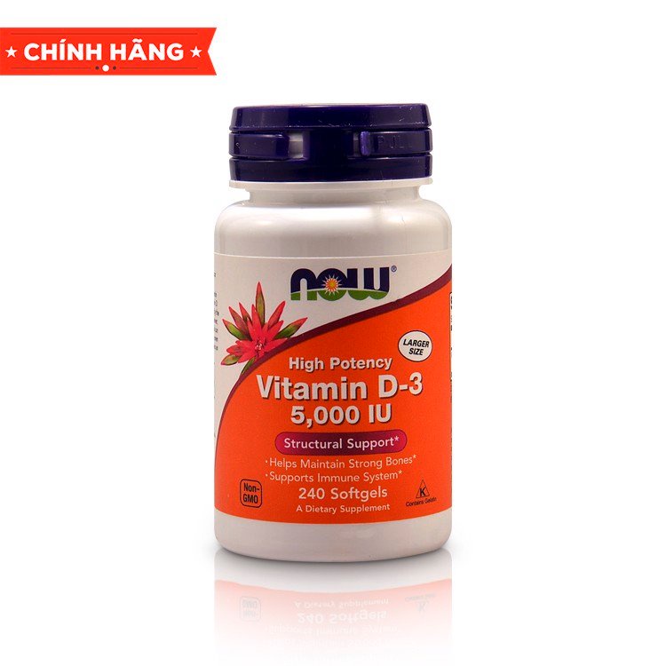 Viên uống Now Vitamin D3 5000iu  nhập khẩu Mỹ - Gymstore tăng cường đề kháng hỗ trợ sức khỏe, cải thiện tim mạch