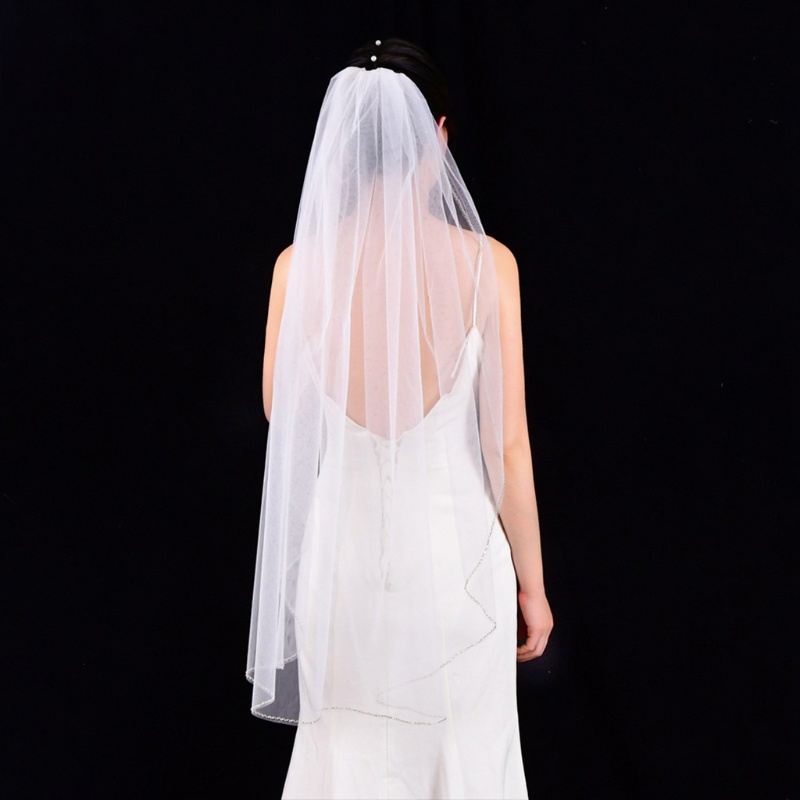 Mạng Che Mặt YOUYO 1 Tầng Với Răng Kim Loại Cắt Và Hạt Cườm Cho Cô Dâu Trong Ngày Cưới