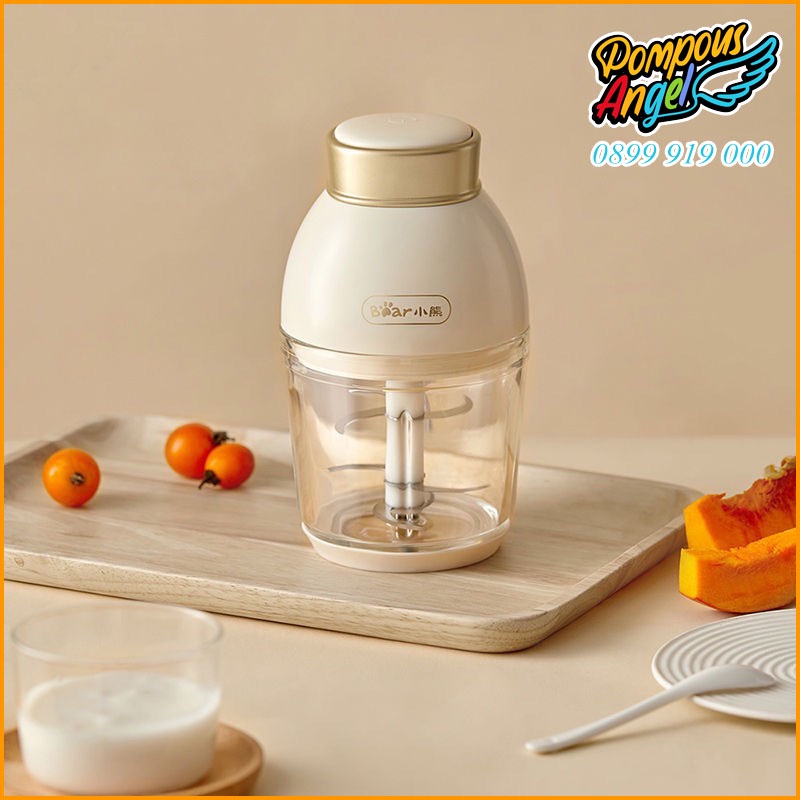 Máy xay thịt ăn dặm dao 6 cánh cối thuỷ tinh BEAR QSJ-D02Q1 dung tích 600ml - 200W - Bảo hành 12 tháng