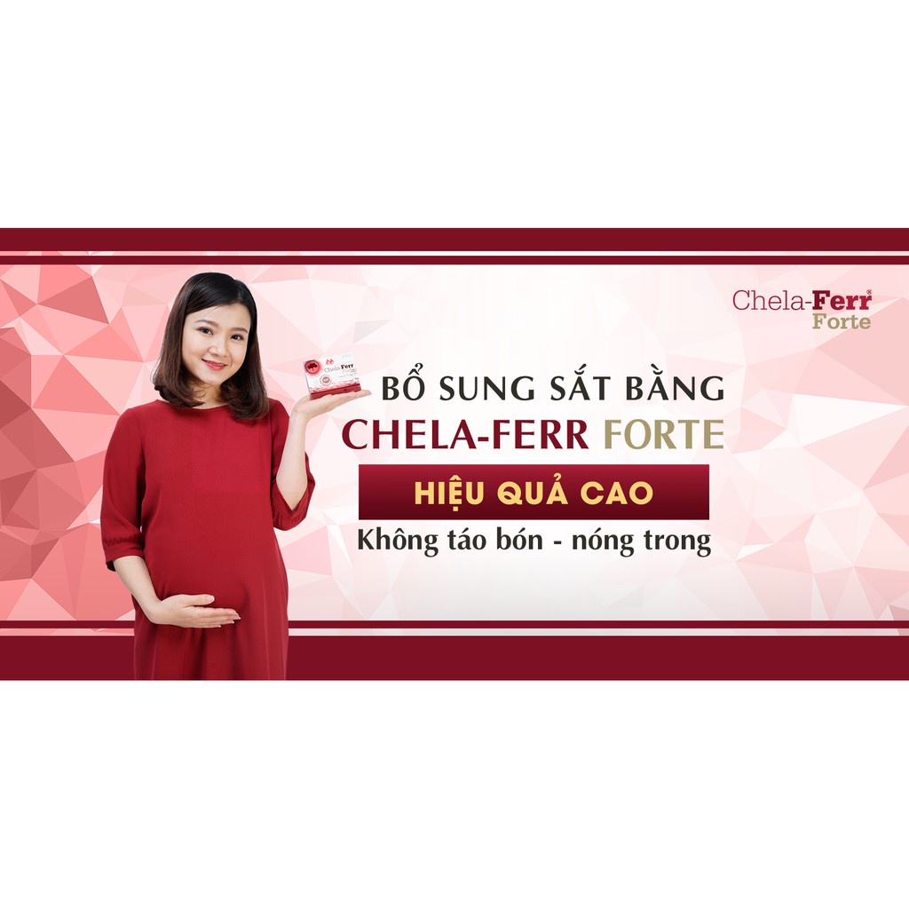 Chela Ferr Forte Viên sắt cho bà bầu tăng khả năng hấp thu sắt hỗ trợ cải thiện thiếu máu do thiếu sắt (Hộp 30 Viên)