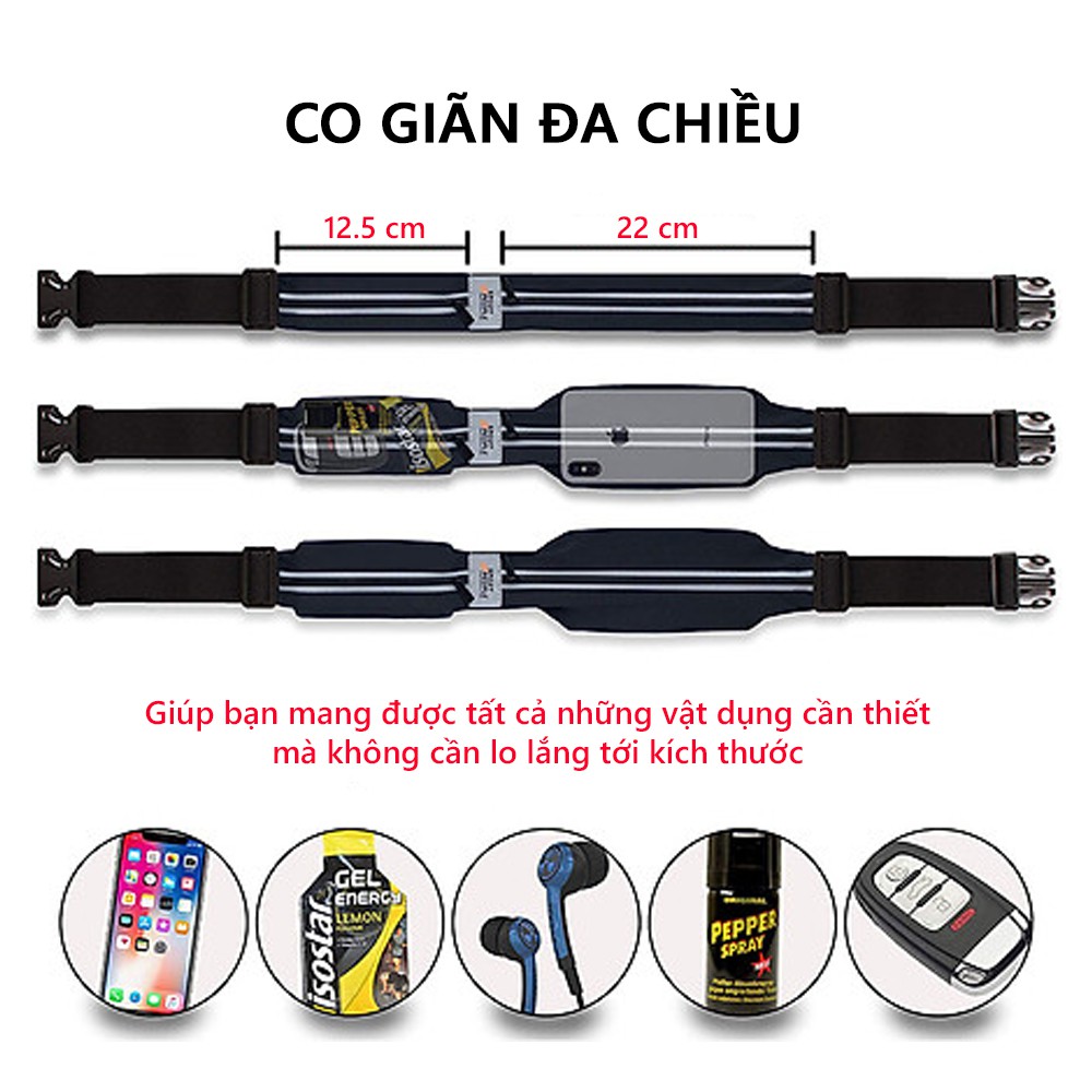 Đai đeo thắt lưng thời trang thể thao nam nữ Rhino B202 đựng vừa điện thoại 6.5 Inch, dùng khi chạy bộ đạp xe leo núi