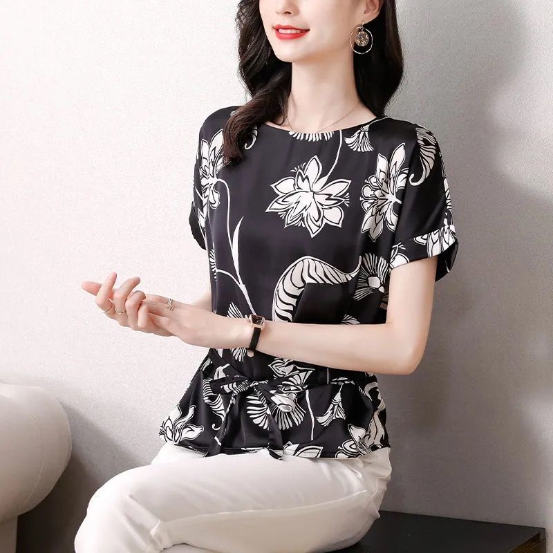 Áo Sơ Mi Voan Hoa Ngắn Tay Thời Trang Mùa Hè Dành Cho Nữ