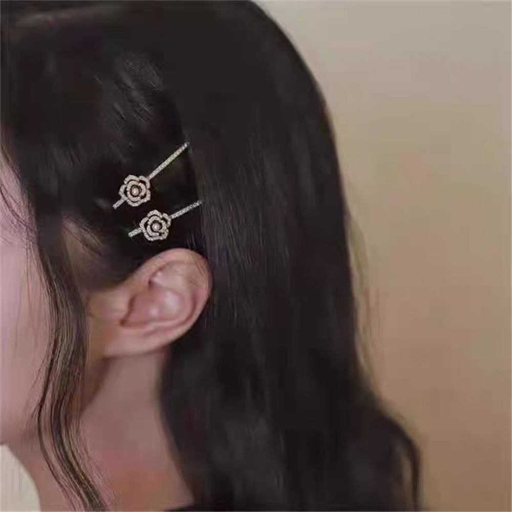 BANGE 1 Kẹp Tóc Hình Hoa Trà Đen Đính Ngọc Trai Giả Thời Trang Nữ