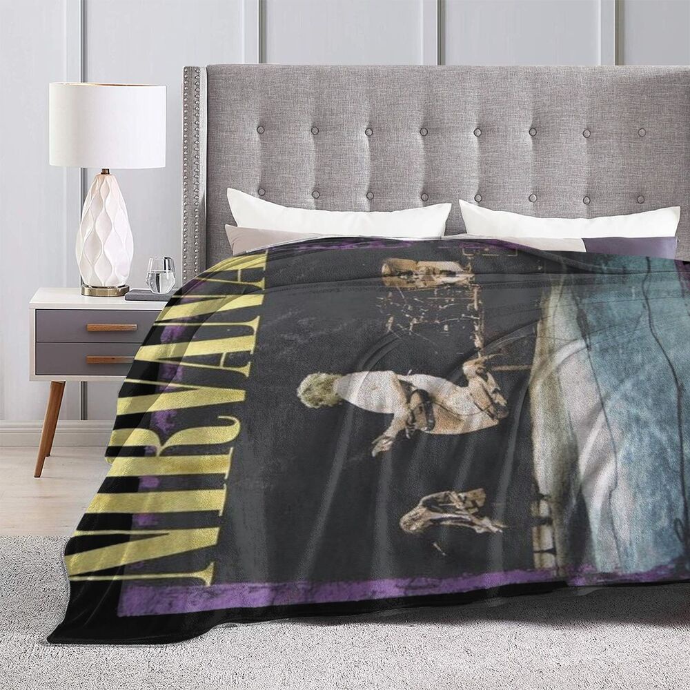 Nirvana Stage Jump Grunge Rock Metal Band Throw Blanket Anti-Pilling Plush Fuzzy Cozy Suitable for Bed Sofa Couch Camp