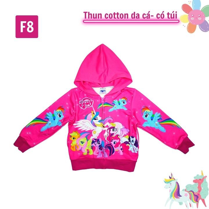 Áo khoác bé gái Pony cầu vồng từ 11-43kg - Thun cotton da cá in 3D cực chất - Tomchuakids