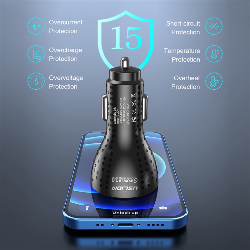 Củ sạc nhanh QC 3.0 4 cổng USB dành cho ô tô