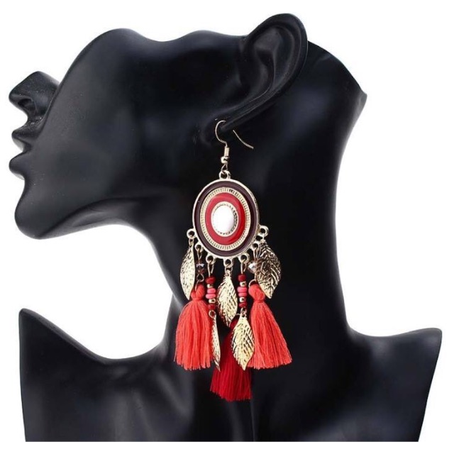 Bông tai lông vũ Hoa tai boho vintage