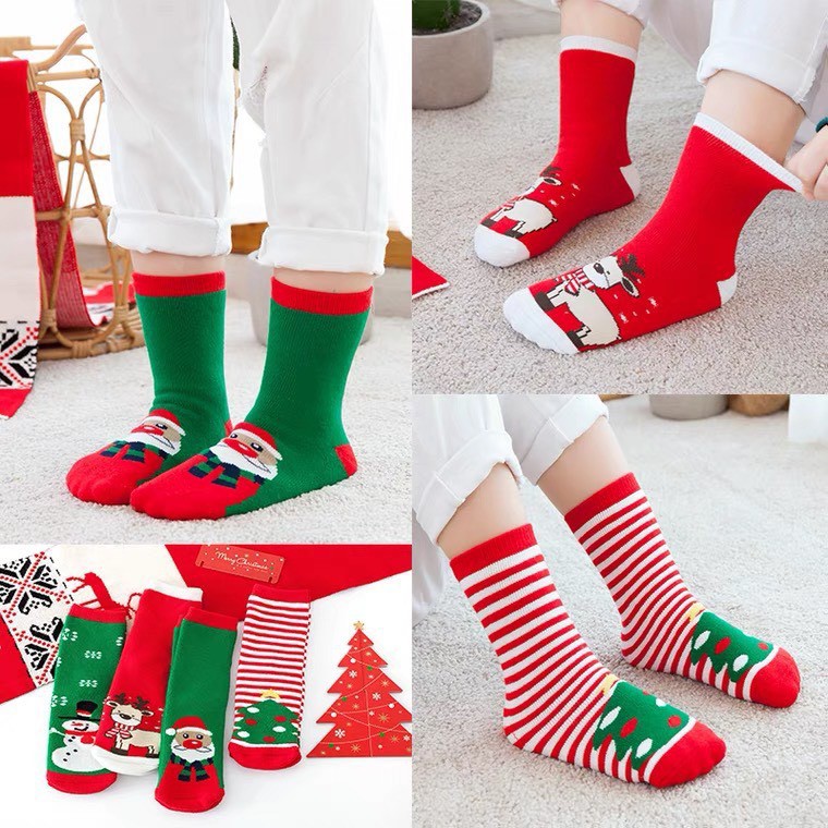 Tất len cao cổ Noel giáng sinh cho bé 2-10 tuổi