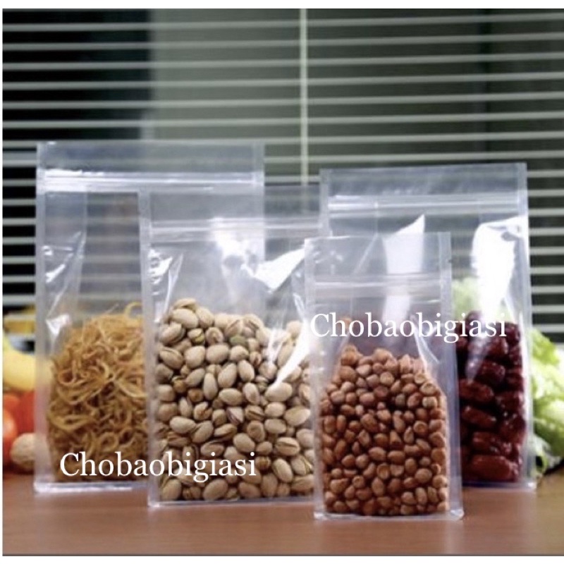 Túi zipper 8 cạnh TRONG đáy vuông sang trọng, hàng đẹp