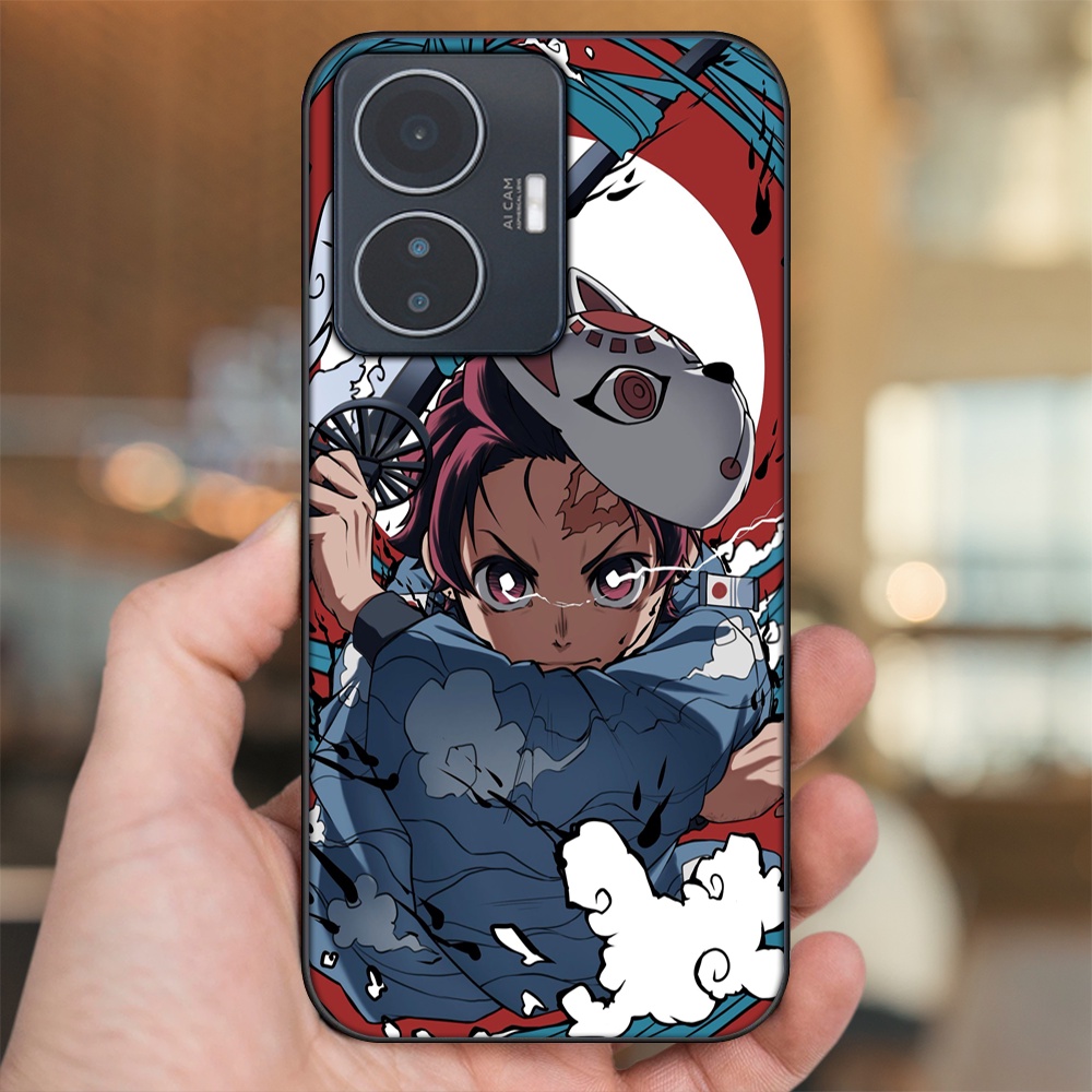 Ốp lưng Vivo Y55 2022 viền đen in hình Tanjiro Kimetsu No Yaiba