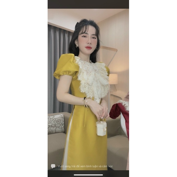 [Aimee Clothing] Áo dài cách tân thiết kế cổ ren siêu xinh - Áo dài tết tay bồng đủ màu