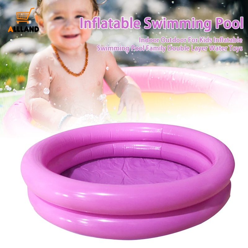 Bể bơi Hai Lớp Bơm Hơi Bằng Pvc Màu Trơn Hình Tròn Cho Bé