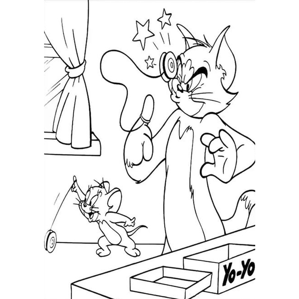 Line art Tranh tô màu Anime khổ A4 - Cho những bạn yêu thích phim TOM AND JERRY