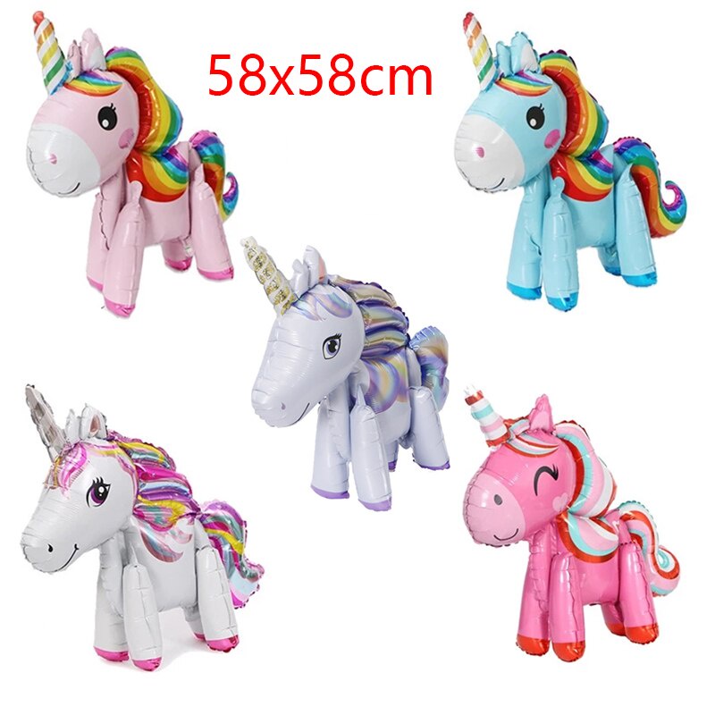 Bong Bóng Lá Nhôm Hình Tròn In Hình Kỳ Lân Trang Trí Tiệc Sinh Nhật Cho Bé Gái