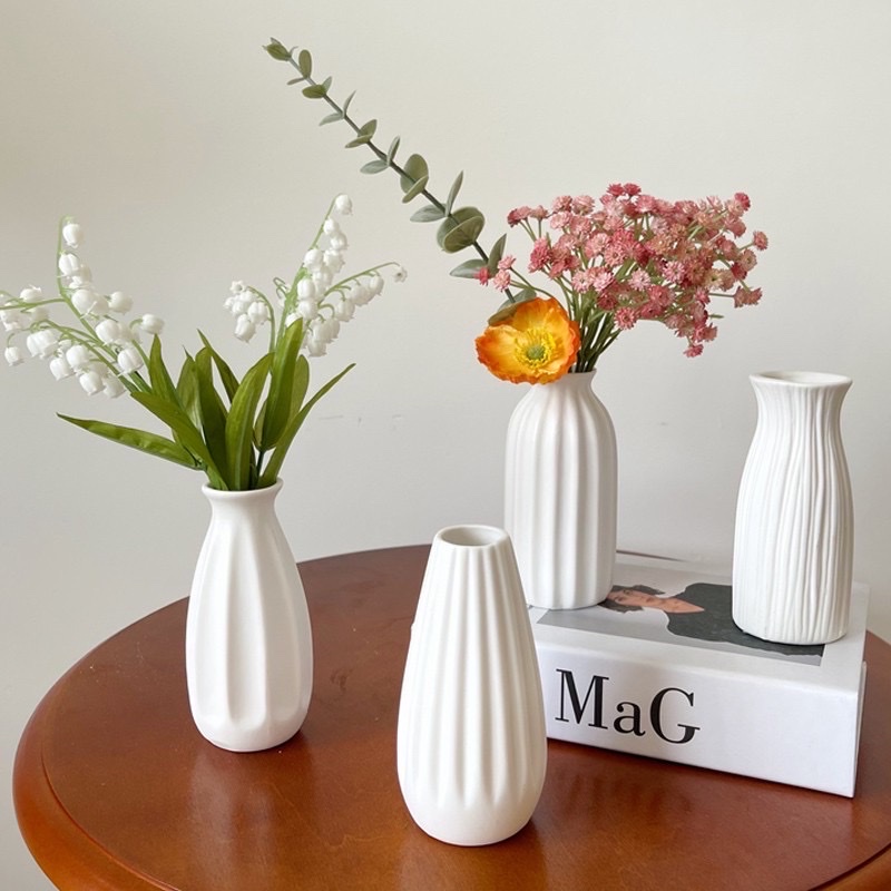 BÌNH GỐM - lọ hoa MINI - decor - gốm sứ bát tràng- hoa khô, hoa tươi cao 17cm nhiều mầu